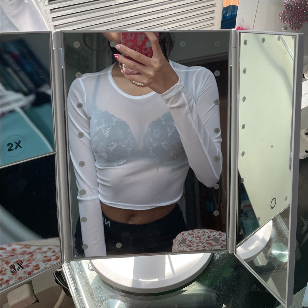white mesh crop top
